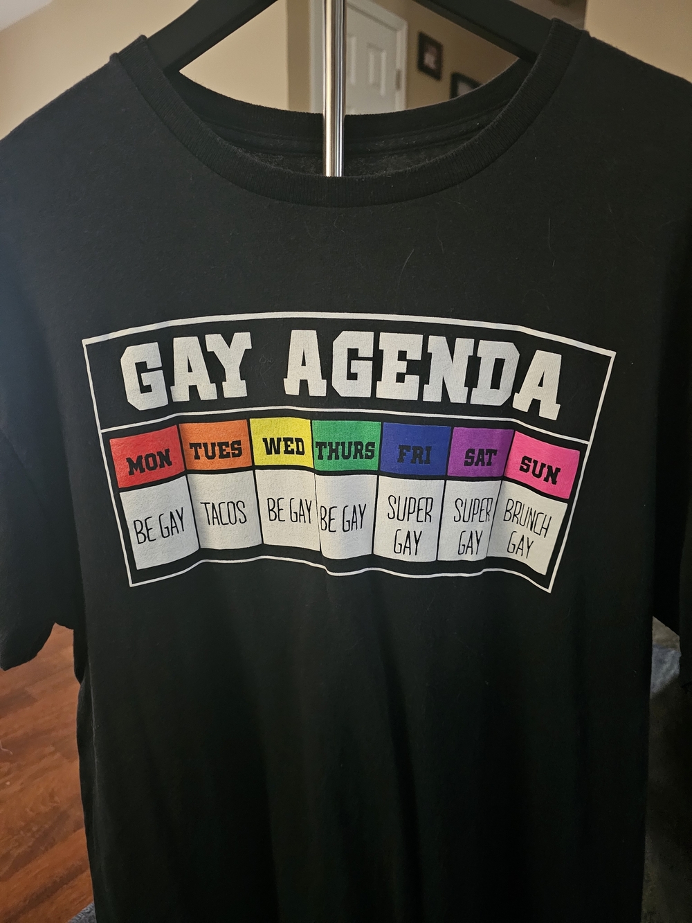 Funny Gay Agenda Graphic Tee - Black